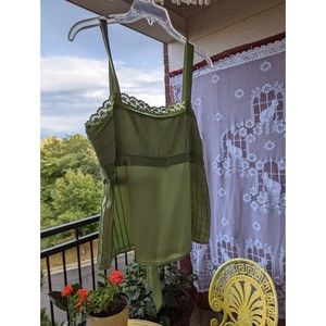 3. Regency Retro Feminine Satin Green Old Navy Cami w/ Side Zip Size M